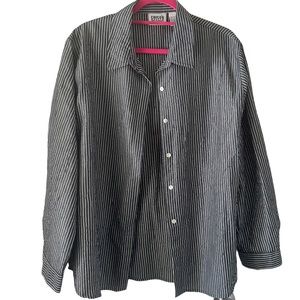 Chico’s Women's Button Up Front Shirt Size  Gray White Stripes Size 3(XL)